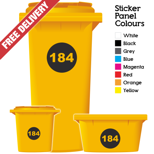 Set of 4 Round Bin Sticker Numbers Black & White 